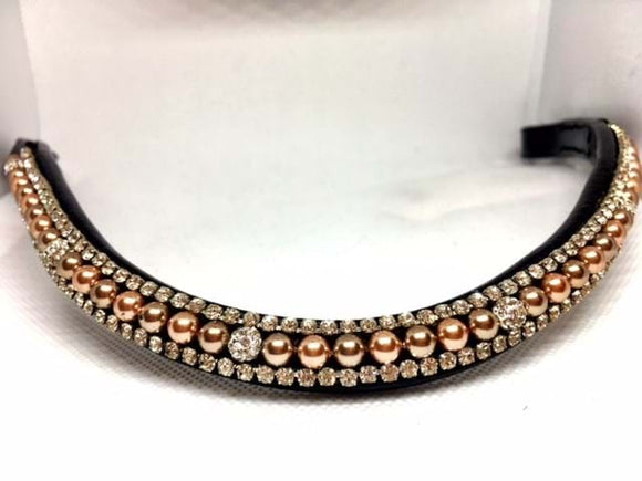 Rose Gold Pearl and Crystal Browband